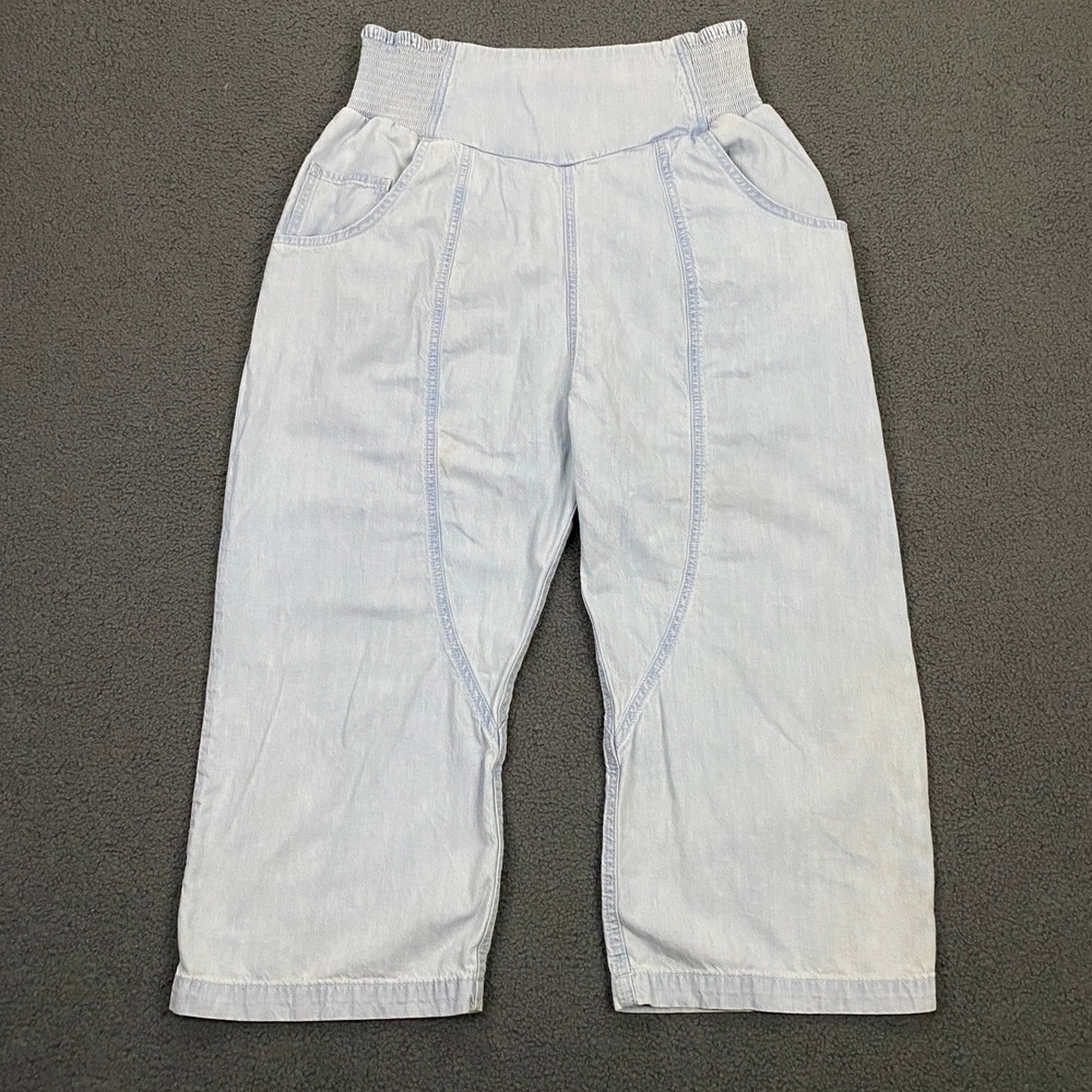 We The Free People Lunan Pull On Harem Pants Womens Medium Blue Crop Barrel Leg
